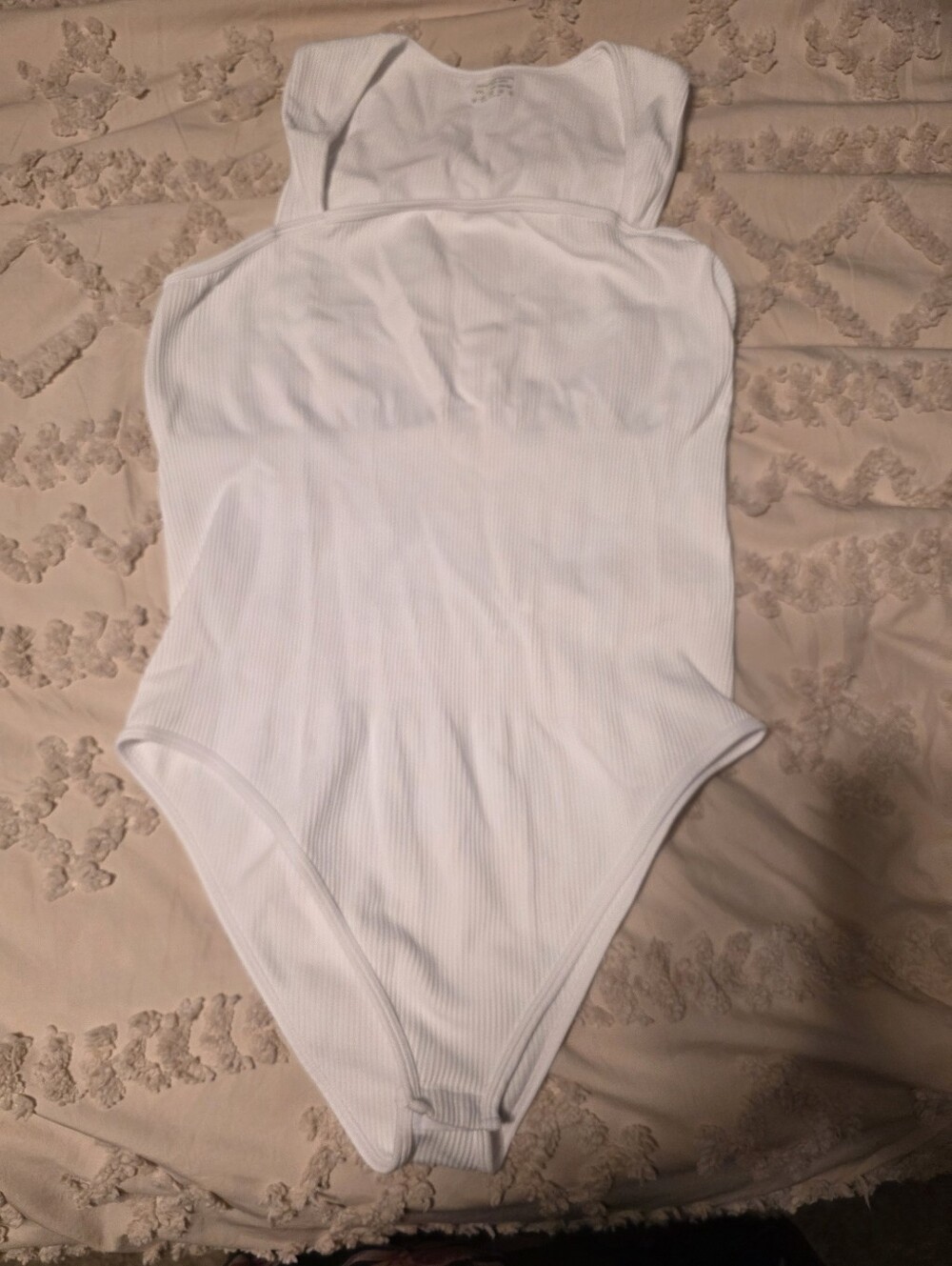 White Ribbed Kids One-Piece Body Suit.
